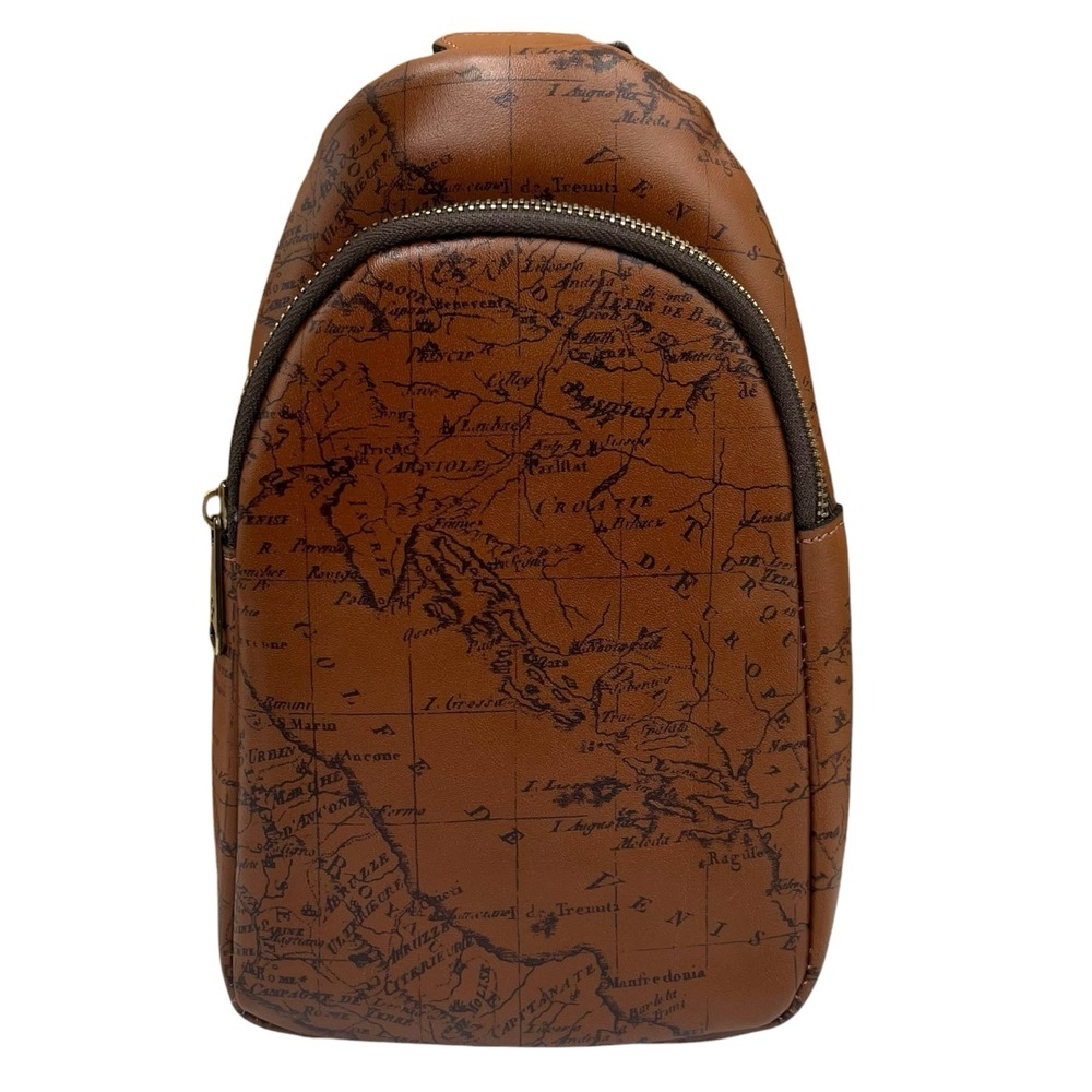 Patricia Nash Marisol Leather Crossbody Sling Travel Bag Signature Map Print